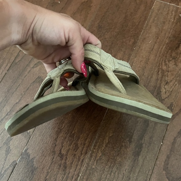 Sperry Cream Tan Leather Flip Flops Sandals Top Sliders Size 10 - Picture 6 of 10